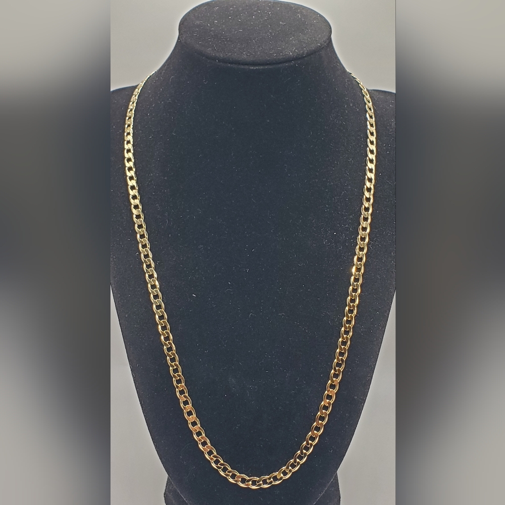 Gold Plated Curb Chain Necklace 5mm 22" Men Women, NEW